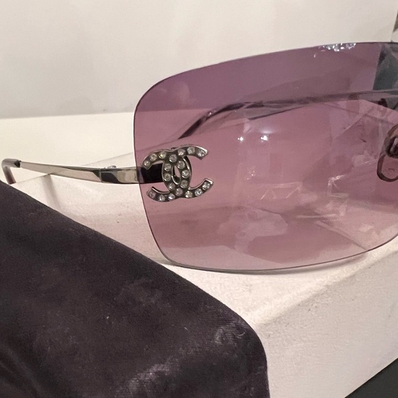 MINT CHANEL 4017 D Crystal Rimless Coco CC Logo Pink Plum SUNGLASSES CASE BOX - Picture 2 of 16